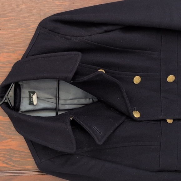J. Crew Dark Navy With Gold Buttons Wool Pea Coat Size 6 - Picture 3 of 6